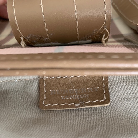 BURBERRY MINI NOVA CHECK COATED CANVAS PINK WHITE TAN LEATHER SILVER VINTAGE BAG - Picture 8 of 10